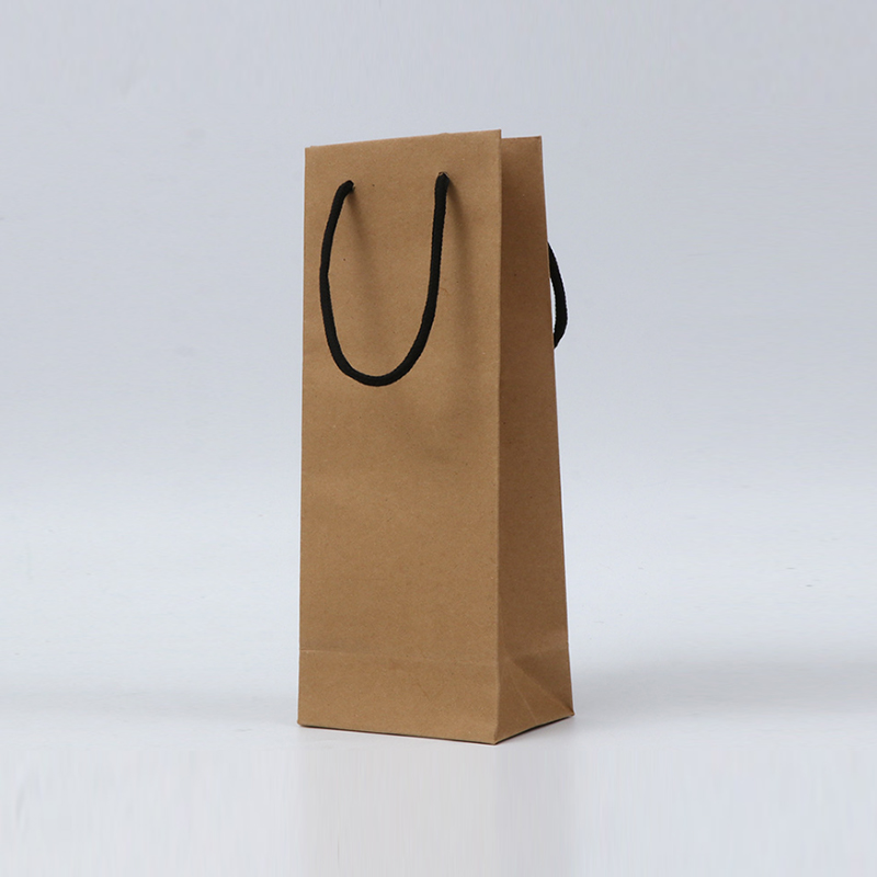 Multicolor kraft wine paper bag with cotton rope handles