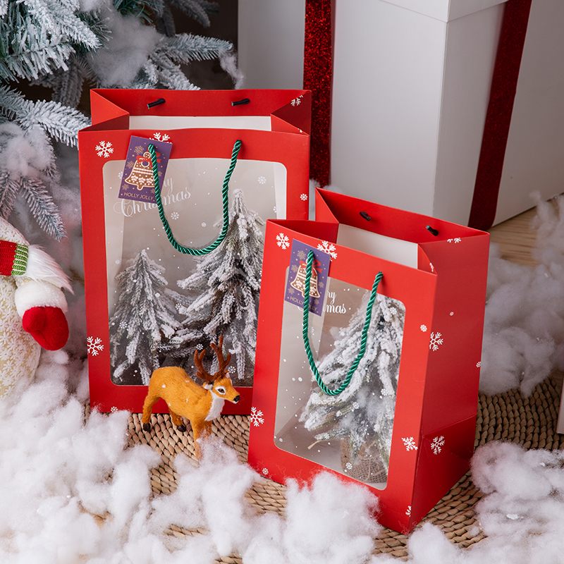 Christmas gift paper bag with Clear window