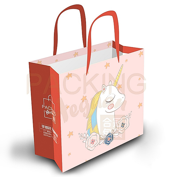  Manufacturer Happy Birthday Glossy Paper Bag With Robot Design For Kids Shopping Packing Paper Bag