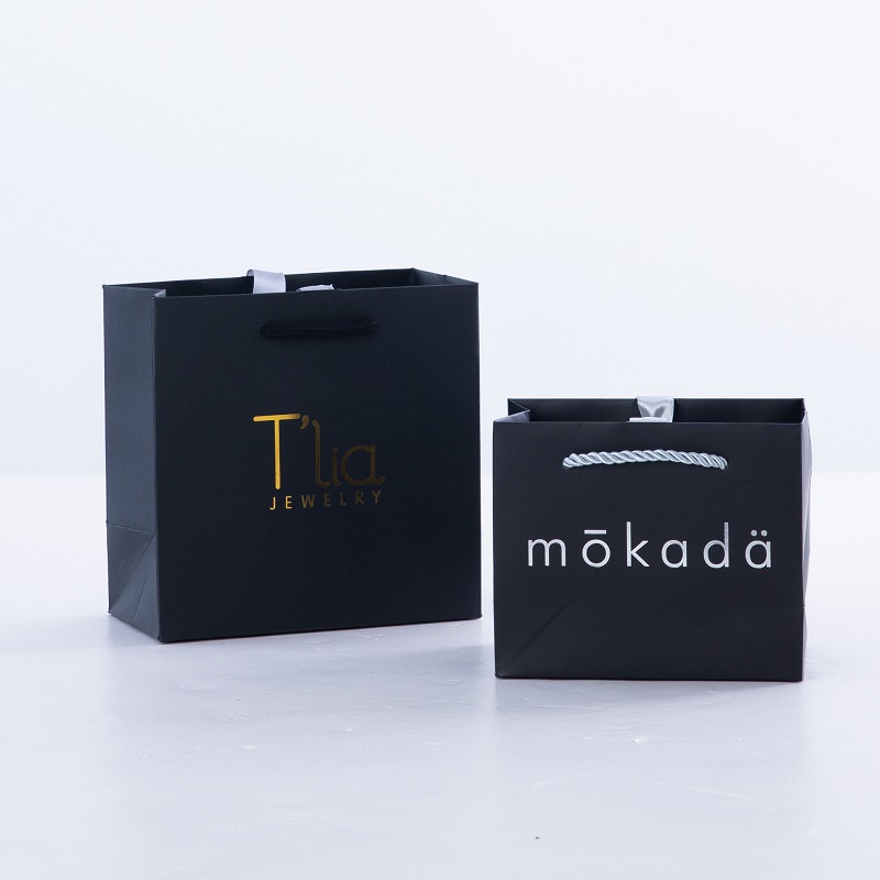 Custom Printed Logo Luxury Matt Peach Shopping Paper Gift Bags Jewelry Packaging With Ribbon Handle